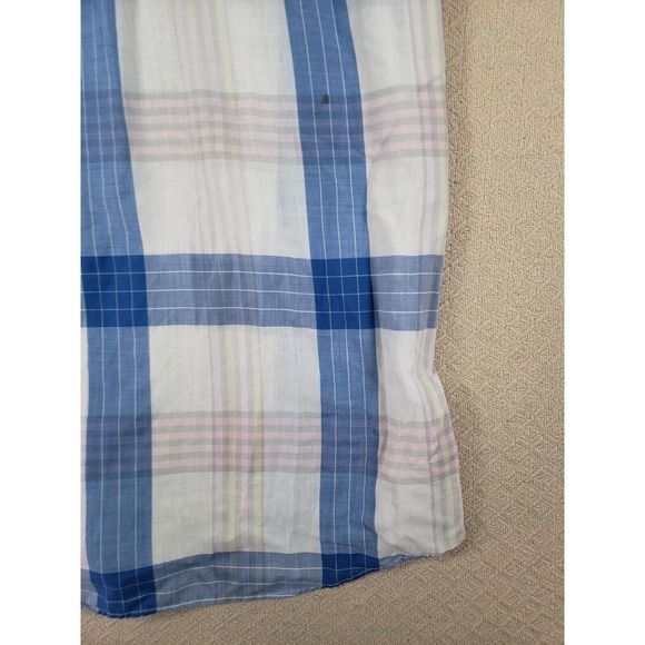 VTG St. John's Bay Shirt Mens LT Large Tall Blue/White Plaid Cotton Made In USA - Picture 11 of 13